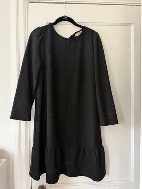 Black Sparkle Long-Sleeve Shift Dress - loft